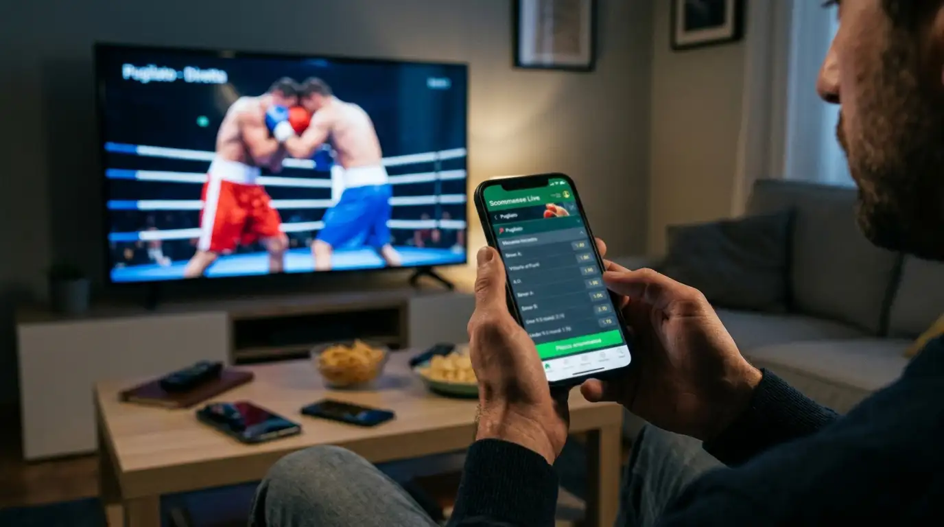 Scommesse live sulla boxe da smartphone durante un incontro